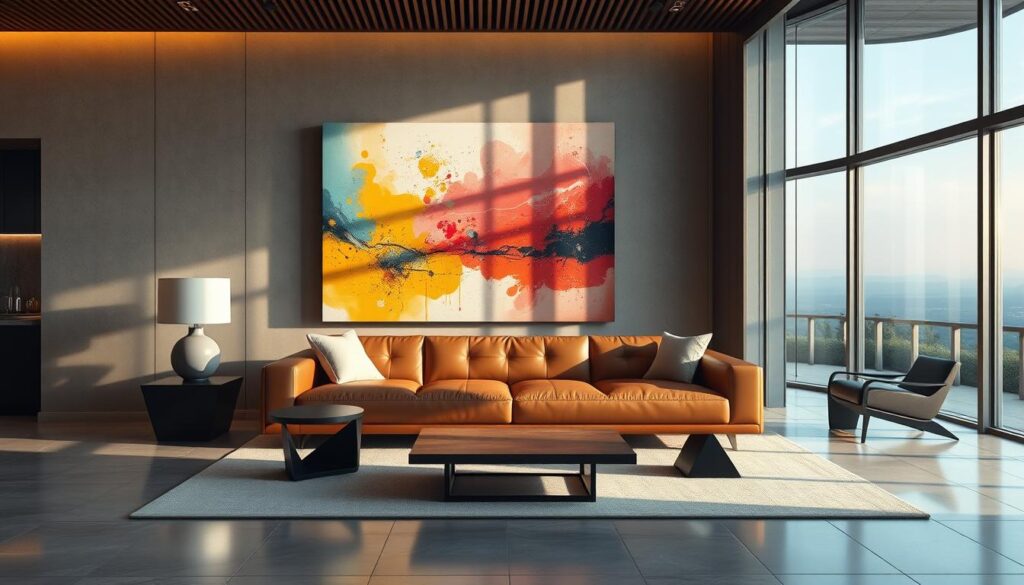 luxury interior design with art