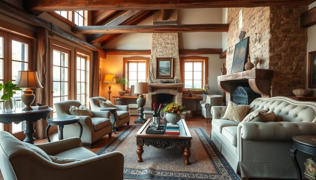 rustic elegance in French Country living room